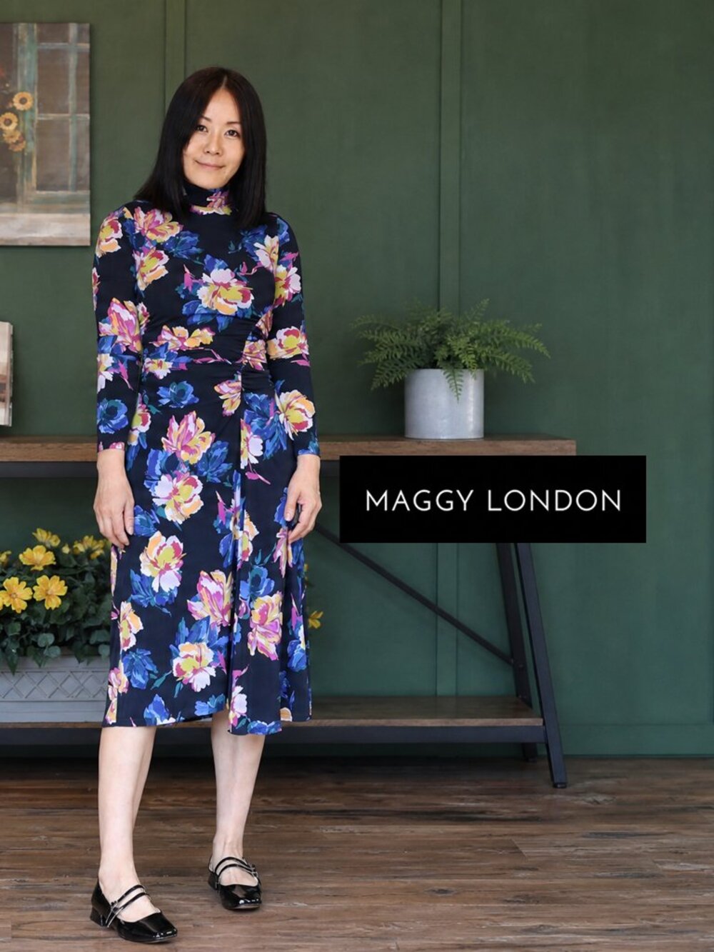 The Daelia Floral Print High Neck Casual Dress